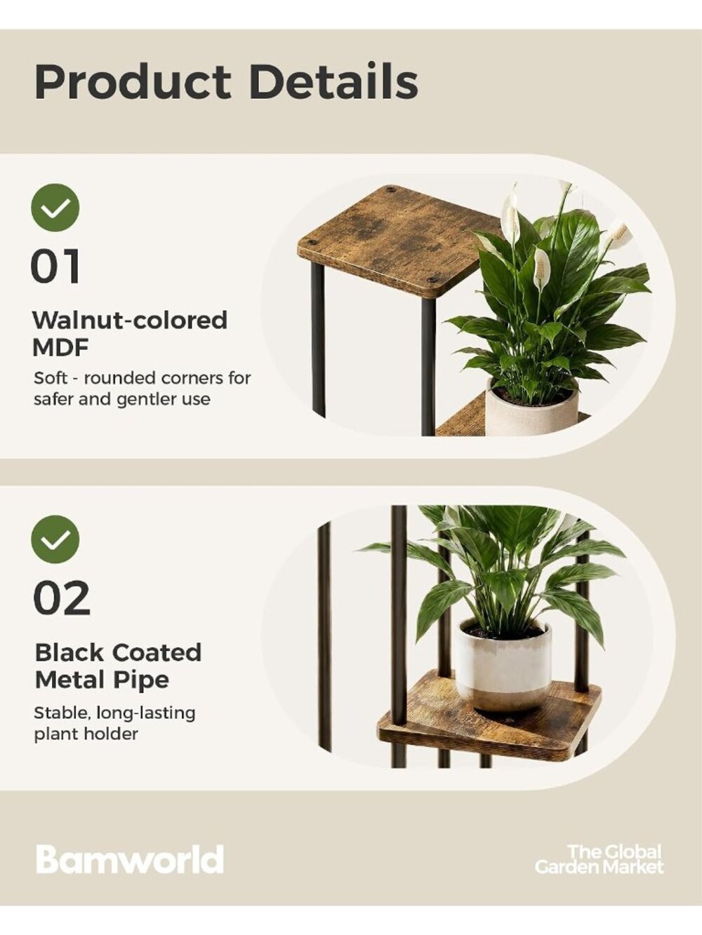 New Plant Stand Indoor 5 Tier Corner Plant Shelf for Multiple Plants - Picture 6 of 6